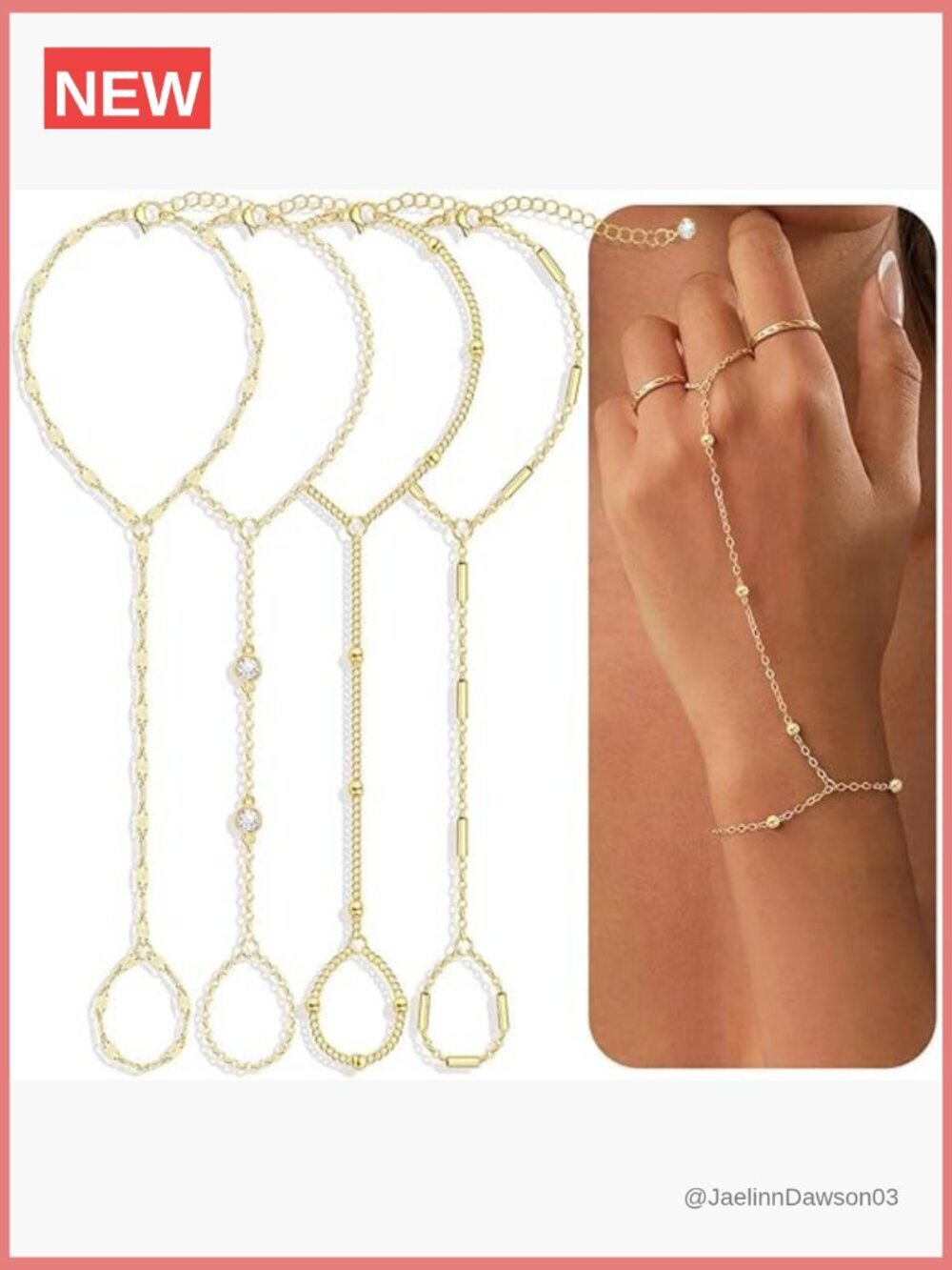 4 Pcs Gold Hand Chain Bracelets Set – Dainty Link Bracelet Stack